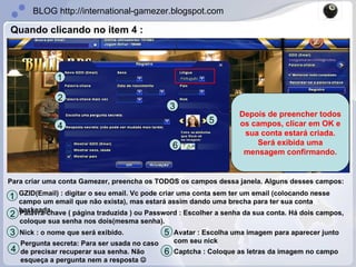 Dicas GameZer: Abrir uma conta de Usuário no GameZer