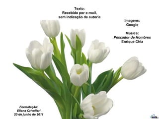 Texto: Recebido por e-mail, sem indicação de autoria Imagens: Google Música: Pescador de Hombres Enrique Chia Formatação: Eliana Crivellari 20 de junho de 2011 