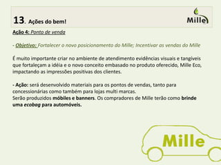  7.Bem posicionado!O Gráfico da esquerda mostra o ponto atual onde o Mille se encontra junto aos seus concorrentes, já o da direita mostra onde queremos reposicioná-lo.