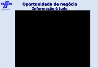 Oportunidade de negócio
    Informação é tudo
 