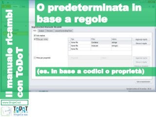 www.SIngeCa.it
Ilmanualericambi
conToDoT
(es. in base a codici o proprietà)
O predeterminata in
base a regole
 