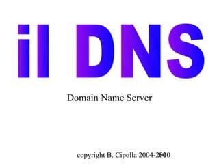 Domain Name Server




  copyright B. Cipolla 2004-2010
                             80
 