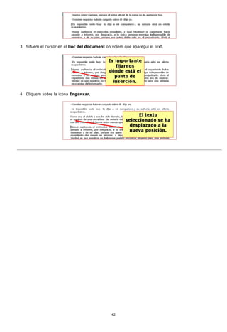 3. Situem el cursor en el lloc del document on volem que aparegui el text.




4. Cliquem sobre la icona Enganxar.




                                               42
 