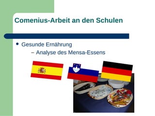 Comenius-Arbeit an den Schulen



Gesunde Ernährung
– Analyse des Mensa-Essens

 