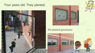 We planted geraniums
Four years old: They planted.
 