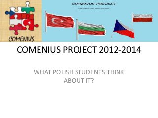 COMENIUS PROJECT 2012-2014

   WHAT POLISH STUDENTS THINK
           ABOUT IT?
 
