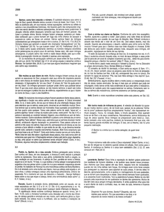 2068 SALMOS
3.1
Senhor, com o tem crescido o núm ero. O subtítulo relaciona este salmo à
fuga de Davi, quando Absalão tentou usurpar o trono de Israel. Ver II Sam. 15-18.
Mas os subtítulos são, em sua maioria, meras suposições, conforme se reflete na
autoria e nas circunstâncias históricas, não fazendo parte das composições origi­
nais mas sendo devidas a editores subseqüentes, de tempos muito posteriores. A
situação referida reflete desespero tamanho que faria um homem perecer, não
fosse a proteção divina. Muitos inimigos faziam ameaças, sedentos por matar.
Eles confiavam que o pobre homem em fuga não tinha chance de escapar e
caçaram-no como se fosse um animal. Vários salmos falam de inimigos
avassaladores que ameaçavam matar e ferir a outros. Cf. Sal. 6.10; 17.9; 25.2,19.
Homens ímpios que oprimem e atacam são chamados “perseguidores” (ver Sal.
7.1); “odiadores” (35.19); “os que buscam matar” (40.14); “malfeitores" (64.2). O
vs. 6 deste salmo quase certamente identifica os homens malignos envolvidos
como pertencentes ao próprio povo do salmista. Nesse caso, não eram inimigos
estrangeiros. O próprio salmo não revela a razão dessa aflição, pelo que a refe­
rência à perseguição movida por Absalão é apenas uma suposição.
Cf. os momentos de perseguição sofridos por Jesus antes de Sua crucifica­
ção, em Luc. 22.53. Ver também Sal. 41.9. Um amigo ergueu o calcanhar contra o
Messias. Ver também Mat. 26.30. É por isso que alguns estudiosos imaginam que
este salmo seja messiânico.
3.2
São m uitos os que dizem de m im. Muitos inimigos tinham certeza de que
seriam os executores de Davi, porquanto viam sua vítima tão impotente perante
eles e sem chance de receber ajuda divina. Muitos contra um só provocaram total
desespero. A Septuaginta diz “em seu Deus”. O siríaco diz “não há ajuda para ti
em teu Deus”. Os inimigos ignoravam qualquer poder divino que pudesse salvar
Davi. É que eles eram ateus práticos, se não mesmo teóricos; e assim são todos
os que se entregam à prática de atos de violência, especialmente os que o fazem
no nome de Deus, o que é uma blasfêmia.
(Selá). Os tradutores dos tempos antigos ficavam perplexos diante dessa palavra,
seu significado e função nos vários salmos onde ela aparece. A Oxford Annotated
Bible, no vs. 2 deste salmo, diz-nos que se tratava de uma orientação litúrgica, talvez
para relembrar que os salmos, nesse ponto, deveriam ter um interlúdio musical. Deve­
mos lembrar que os salmos deviam ser musicados. Essa suposição provavelmente é
tão boa quanto outra qualquer. Talvez esta palavra venha de salah, “elevar-se”, e
poderia significar “elevar o tempo da música para cantar, neste ponto”. No Sal. 9.16, a
palavra é associada ao vocábulo hebraico higgaion, uma referência ao som de instru­
mentos musicais. Outros estudiosos identificam a palavra como derivada de um termo
que significa “fazer silêncio”. Nesse caso, selá indica que os cantores deveriam manter
silêncio, enfatizando alguma declaração ou pensamento. Essa palavra acha-se por
setenta e três vezes nos salmos. Seja como for, permanecemos em dúvida se ela nos
convoca a fazer silêncio e meditar no que acaba de ser dito, ou se devemos levantar
grande ruído, cantando e tocando instrumentos musicais. Aben Ezra conjecturou que
sua força fosse a de um “Amém!". Certo autor tentou mostrar que era um nome divino.
“Muita coisa tem sido dita sobre o significado dessa palavra, mas nada temos além de
conjecturas para guiar-nos. A Septuaginta sempre a traduz pelo termo grego diapsalma,
ou seja, uma ‘pausa’ no salmo que estivesse sendo entoado" (Adam Clarke, in loc).
Perplexas, algumas traduções simplesmente a deixam sem tradução.
3.3
Porém, tu, Senhor, és o meu escudo. Embora perseguido pelos homens,
Davi confiou em Deus, em seu desespero, e invocou-0 como escudo e proteção
contra os opressores. Deus seria a sua glória, conferindo-lhe triunfo e alegria, ou
seja, exultação em seu livramento. A cabeça de Davi, pendida em temor e tristeza,
erguer-se-ia em triunfo. “A frase, ‘e o que exaltas a minha cabeça’ é evangelicamente
sugestiva e faz-nos pensar sobre o poder da cruz para restaurar a esperança através
do perdão. No batistério de Florença há uma maravilhosa estátua de Maria Madalena.
Ela é ali retratada como uma mulher aos trapos, mas sua cabeça está erguida e, em
seus olhos, o artista conseguiu colocar uma esperança extraordinária, embora de­
sesperada. Foi o momento em que ela descobriu o Salvador... George Matheson
falava sobre a cruz que ergue a cabeça, talvez uma reminiscência deste salmo” (J.
R. P. Sclater, in loc).
Escudo. Quanto à proteção divina, simbolizada como um escudo, ver as
notas expositivas em Sal. 5.12 e 91.14. Cf. Efé. 6.13, especialmente o vs. 16,
onde o escudo simboliza a íé que detém qualquer dardo inflamado do Maligno.
“A significação dessa sublime confiança destaca-se quando lemos, em II
Sam. 15.30, como o monarca humilhado subiu descalço até o monte das Olivei­
ras, de cabeça pendida e enrolado em seu manto, sem nenhuma glória ou digni­
dade restante. Ele estava mudo e humilhado, sob os insultos e maldições de
Simei" (Ellicott, in loc).
Pois ele, quando ultrajado, não revidava com ultraje, quando
maltratado não tazia ameaças, mas entregava-se àquele que
julga retamente.
(I Pedro 2.23)
3.4,5
Com a m inha voz clam o ao Senhor. Conforme diz certo hino evangélico,
“Senhor, ajuda-me a passar a noite”, Davi passou uma noite cheia de terríveis
acontecimentos, por ocasião de sua fuga de Absalão. Mas Yahweh conduziu-o
através das trevas até o raiar de um novo dia. Davi estava abatido, mas não
vencido. Quando ele atravessava o deserto, subindo pela colina santa de Síão,
invocou Yahweh para que o Senhor visse sua triste situação e o livrasse. Então
ele deitou-se para dormir naquela primeira noite, enquanto seus inimigos, em
Jerusalém, regozijavam-se diante de sua derrota.
“A razão da explosão de confiança de Davi (vs. 3) é expressa nos vss. 4 e 5.
Deus o sustentou através daquela noite, no meio de seus inimigos, e essa prote­
ção foi para ele um sinal do completo livramento que viria... deitei-me para dormir;
despertei porque o Senhor me susteve” (Allen P. Ross, in loc).
O nome divino usado neste versículo é Yahweh (o Eterno). Ver no Dicionário
os artigos denominados Deus, Nomes Bíblicos e Yahweh.
“O conselho de Aitofel foi derrotado, e Davi sentiu-se seguro (II Sam. 17.1,
16, 22, 24). Assim também Jesus se preparou para dormir no meio da tempesta­
de, no mar da Galiléia (ver Mar. 4.38, 40), antecipando Seu sono no túmulo. Ele
também foi capaz de exclamar: “Pai, nas tuas mãos entrego o meu espírito” (Luc.
23.46; Sal. 23)” (Fausset, in loc).
Simbolicamente, alguns eruditos vêem a morte (sono) e a ressurreição (novo
dia) de Jesus, nestes versículos. Se isso é mais que um símbolo que pode ser
empregado, então temos ainda mais evidências de que este salmo é messiânico.
Devemos ter cuidado para não supercristianizar os salmos. Certamente nem to­
dos os salmos são messiânicos, conforme asseverou um famoso pregador.
Selá. Quanto a notas expositivas completas sobre esta palavra, ver Sal. 3.2.
3.6
Não tenho m edo de m ilhares do povo. A rebeldia de Absalão foi apoia­
da por muitos dentre o povo, de tal modo que, apesar de as palavras “milha­
res do povo” poderem significar sim plesm ente “muitos”, não representam ne­
nhum exagero. Havia, no coração deles, o intuito assassino. Eles queriam
livrar-se de Davi e de seus conselheiros. Naturalmente, somos lembramos da
fuga de Jesus quando Seus inimigos se preparavam para matá-Lo. Davi,
tendo passado uma noite pacífica, sím bolo do livramento final que viria, não
temia aquela grande multidão de inimigos. E isso, em si mesmo, não foi uma
pequena realização.
O Senhor é a minha luz e a minha salvação; de quem terei
medo?
(Salmo 27.1)
“Força e números nada são contra o Deus onipotente’ (Adam Clarke, in loc).
Em vez de refugiar-se no ateísmo quando estava em aflição, Davi correu para o
Senhor. A confiança no Senhor é o único bem satisfatório (Sal. 2.12). Cf. este
versículo em I Reis 20.12.
3.7
Levanta-te, Senhor! Deus tinha a reputação de desferir golpes poderosos
nos maxilares de homens rebeldes, e de quebrar seus dentes nesse processo.
Davi implorou que Deus agisse em seu favor, naquela hora de necessidade,
quando ele não tinha defesa nem forças. Os inimigos eram como feras vorazes
que perseguiam ou atacavam para apanhar as suas presas. A derrota deles foi
descrita, apropriadamente, como a quebra e o esmagamento de suas queixadas,
que se abriam para despedaçar e matar. Seus dentes temíveis foram quebrados,
e os atacantes foram inutilizados. Tal é a experiência humana. Muitos de nós têm
passado pela experiência de ver quebrados os dentes dos opressores. Muitos de
nós têm visto seus antigos inimigos derrotados. E então podemos olhar para trás
e sorrir diante de toda a confusão; mas, no meio de tudo, tememos e ficamos
amargurados.
Desperta! Por que dormes, Senhor? Desperta, não nos
rejeites para sempre. Por que escondes a tua face, e te
esqueces da nossa miséria e da nossa confusão?
(Salmo 44.23,24)
 