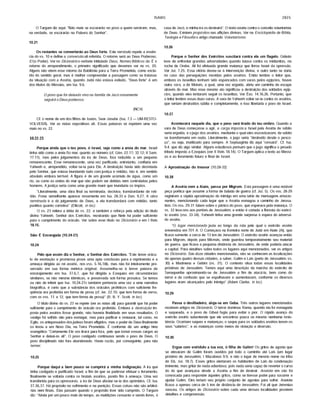 ISAIAS 2825
O Targum diz aqui: "Não mais se escorarão no povo a quem serviram, mas,
na verdade, se escorarão na Palavra do Senhor".
10.21
Os restantes se converterão ao Deus forte. Este versfculo repete a essên­
cia do vs. 10 e define a conversão ali referida. O retorno será ao Deus Poderoso,
El {o Poder). Ver no Dicionário o verbete intitulado Deus, Nomes Bíblicos de. É o
retorno do arrependimento, o primeiro significado que devemos ver no vs. 20.
Alguns não vêem esse retorno da Babilônia para a Terra Prometida, como exclu-
fdo do sentido geral, mas é melhor compreender a passagem como se tratasse
da situação com a Assfria, quando Judá não estava exilado. "Deus forte" é um
dos tftulos do Messias, em Isa. 9.6.
O povo que for deixado vivo na família de Jacõ novamente
seguirá o Deuspoderoso.
(NCV)
Cf. o nome de um dos filhos de Isafas, Sear-Jasube (Isa. 7.3 — UM-RESTO-
VOLVERÁ). Ver as notas expositivas ali. Essas palavras se repetem uma vez
mais no vs. 22.
10.22-23
Porque ainda que o teu povo, õ Israel, seja como a areia do mar. Israel
tinha sido como a areia fio mar, quanto ao número (cf. Gên. 22.17; 32.12; II Sam.
17.11), mas pelos julgamentos da ira de Deus, fora reduzido a um pequeno
remanescente. Esse remanescente, uma vez purificado, entretanto, confiaria em
Yahweh e, arrependido, voltar-se-ia para Ele. A destruição havia sido decretada
pelo Senhor, que estava inundando tudo comjustiça e retidão, isto é, em sentido
absoluto embora terrfvel. A figura é de um grande acúmulo de água, como um
rio, ou como as ondas do mar que não podem ser detidas nem controladas pelos
homens. Ajustiça seria como uma grande maré que inundaria os fmpios.
"Literalmente, uma obra final ou terminada, decisiva, transbordante de reti­
dão. Frase semelhante aparece novamente em Isa. 28.33 e Dan. 9.27. A obra
terminada é a do julgamento de Deus, e ela transbordará com retidão, tanto
punitiva quanto corretiva" (Ellicott, in loc).
O vs. 23 reitera a idéia do vs. 22, e também o reforça pela adição do titulo
divino Yahweh, Senhor dos Exércitos, mostrando que Nele há poder suficiente
para o cumprimento do oráculo. Ver sobre esse titulo no Dicionário e em I Reis
18.15.
Sião £ Encorajada (10.24-27)
10.24
Pelo que assim diz o Senhor, o Senhor dos Exércitos. "Este breve orácu­
lo de exortação e promessa prove uma apta conclusão para a reprimenda e a
ameaça dirigida ao rei assfrio, nos vss. 5-16,18b, mas não foi inteiramente pre­
servado em sua forma métrica original. Assemelha-se à breve palavra de
encorajamento em Isa. 37.6,7, .que foi dirigida a Ezequias em circunstâncias
similares, se nâo mesmo idênticas, e preservada sob forma prosaica. Se temos
ou nâo de inferir que Isa. 10.24-27c também pertencia uma vez a uma narrativa
biográfica, é certo que a substância dos oráculos proféticos com suficiente fre­
qüência era proferida em forma de prosa (cf. Jer. 22.10, que tem forma de verso,
com os vss. 11 e 12, que tem forma de prosa)" (R. B. Y. Scott, in loc).
O titulo divino do vs. 23 se repete (ver as notas ali) para garantir que há poder
suficiente para o cumprimento do oráculo ora proferido. Embora a destruição im­
posta pelos assfrios fosse grande, nâo haveria finalidade em seus resultados. O
castigo foi sofrido nâo para esmagar, mas para purificar e restaurar, tal como, no
Egito, os antepassados dosjudeus foram afligidos, mas o poder de Deus finalmente
os levou a um Novo Dia, na TerTa Prometida. E conforme diz um antigo hino
evangélico: "Certamente Ele vos tirará para fora, pelo que tomai vossas cargas ao
Senhor e deixai-as ali". O povo castigado continuava sendo o povo de Deus. O
povo disciplinado nâo fora abandonado. Havia razâo, por conseguinte, para nâo
temer.
10.25
Porque daqui a bem pouco se cumprirá a minha indignação. A ira que
tinha castigado e purificado Israel, a fim de que se pudesse efetuar o livramento,
finalmente se voltaria contra os brutais assfrios, pondo fim à ameaça. Uma vez
transferida para os opressores, a ira de Deus afastar-se-ia dos oprimidos. Cf. Isa.
37.36,37. Há propósito no sofrimento e na punição. Essas coisas nâo sâo arbitrá­
rias nem finais. Elas passam quando o propósito tiver sido cumprido. O Targum
diz: "Ainda por um pouco mais de tempo, as maldições cessarão e sereis livres, ó
casa de Jacó, e minha ira os destruirá". O texto exorta contra o conceito voiuntarista
de Deus. Existem propósitos nas aflições divinas. Ver na Enciclopédia de Bíblia,
Teologia e Filosofia o artigo chamado Voluntarismo.
10.26
Porque o Senhor dos Exércitos suscitará contra ela um flagelo. Gideâo
teve de enfrentar grandes adversidades quando lutava contra os midianitas, na
rocha de Orebe. Ali foi efetuada grande matança que livrou Israel da opressão.
Ver Juf. 7.25. Essa vitória deveu-se à intervenção divina, e outro tanto se daria
no caso das perseguições movidas pelos assfrios. Entâo lembre o leitor que,
embora os israelitas tenham sido espancados com varas pelos egfpcios, houve
outra vara, a de Moisés, a qual, uma vez erguida, abriu um caminho de escape
através do mar. Mas esse mesmo ato significou a destruição dos soldados egfp­
cios, quando eles tentaram seguir os israelitas. Ver Êxo. 14.16,26. Portanto, que
o leitor lembre essas duas varas. A vara de Yahweh voltar-se-ia contra os assfrios,
que seriam destrufdos súbita e completamente, e isso libertaria o povo de Israel.
10.27
Acontecerá naquele dia, que o peso será tirado do teu ombro. Quando a
vara de Deus começasse a agir, a carga imposta a Israel pela Assfria de súbito
seria erguida, e ojugo dos assfrios, mediante o qual eles escravizavam, de súbito
se transformaria em nada. Literalmente, ojugo seria "destrufdo desde o pesco­
ço", ou seja, inutilizado para sempre. A Septuaginta diz aqui "cessará". Cf. Isa.
9.4, que diz algo similar. Alguns estudiosos pensam que ojugo significa o pesado
tributo imposto a Ezequias (ver II Reis 18.14). O Targum aplica o texto ao Messi­
as e ao livramento futuro e final de Israel.
A Aproximação do Invasor (10.28-32)
10.28
A Assfria vem a Aiate, passa por Migrom. Esta passagem é uma notável
peça poética que assume a forma de balada de guerra (cf. Juf. 5). Os vss. 28-29
registram a rápida aproximação do inimigo em uma série de mensagens emocio­
nantes, mencionando cada lugar que a Assfria esmagou a caminho de Jerusa­
lém. Os vss. 29-31 falam sobre o pânico do povo, que esperava pela matança. O
vs. 32 leva-nos aos portões de Jerusalém; e então é cortada a floresta do exérci­
to assfrio (vss. 33-34). Yahweh tinha uma grande surpresa à espera do adversá­
rio assfrio.
"O lugar mencionado jazia ao longo da rota pela qual o exército assfrio
enveredou em 701 A. O Começava na fronteira norte de Judá em Aiate (Ai), que
ficava somente a cerca de 13 km de Jerusalém. O exército assfrio avançou entâo
para Migrom, depois para Micmás, onde guardou temporariamente seu material
de guerra, que ficava a pequena distância de Jerusalém, de onde poderia atacar
a capital. Para detalhes sobre todos os lugares aqui mencionados, ver os artigos
no Dicionário. Das doze cidades mencionadas, não se conhecem as localizações
de apenas quatro dessas cidades, a saber, Galim e Lafs (perto de Jerusalém; vs.
30) e Madmena e Gebim (vs. 31). O contexto situa todas essas localidades
próximas de Jerusalém. Temos aqui uma descrição da marcha do exército de
Senaqueribe aproximando-se de Jerusalém a fim de atacá-la, bem como do
terror e da confusão que se espalhavam e aumentavam, conforme os diversos
lugares eram alcançados pelo inimigo" (Adam Clarke, in loc).
10.29
Passa o desfiladeiro, aloja-se em Geba. Três outros lugares mencionados
recebem artigos no Dicionário. O terror dominou Rama, quando ela foi esmagada
e saqueada, e o povo de Gibeá fugiu para evitar o pior. O rápido avanço do
exército assfrio subentende que ele encontrou pouca oú mesmo nenhuma resis­
tência. Ocorriam saques e matanças; o saque para os soldados assfrios terem os
seus "salários", e as matanças como meios de violação e diversão.
10.30
Ergue com estrfdulo a tua voz, ó filha de Galiml Os gritos de agonia que
se elevaram de Galim foram ouvidos por todo o caminho até Lafs (um lugar
próximo de Jerusalém; I Macabeus 9.9, e nâo o lugar de mesmo nome na tribo
de Dâ, Juf. 18.7). Esses gritos alertaram os habitantes de Lafs da condenação
iminente, mas gritar de nada adiantava, pois nada seria capaz de reverter o curso
do rio que avançava desde a Assfria a fim de destruir. Anatote em vâo foi
convocada para responder àqueles gritos, como se tivesse poder para socorrer e
ajudar Galim. Eles teriam seu próprio conjunto de agonias para sofrer. Anatote
ficava a apenas cerca de 5 km de distância de Jerusalém. Foi ali que Jeremias
nasceu. Os artigos do Dicionário sobre cada uma dessas localidades provêem
detalhes e compreensão.
 