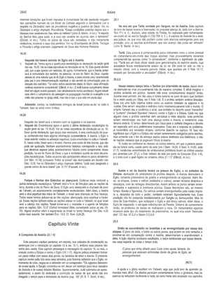 2846 ■SAÍAS
mesmas condições que foram impostas à comunidade fiel não isentarão ninguém
das operações normais da Lei Moral da Colheita segundo a Semeadura (ver a
respeito no Dicionário) nem da providência negativa e positiva de Deus. Ver no
Dicionário o artigo chamado Providência. “Essas condições existirão depois que o
Messias tiver estabelecido Seu reino do milênio” (John S. Martin, in ioc.). “A espada
do Senhor feriu para curar, e a cura não poderia ter ocorrido sem o ferimento”
(Ellicott, in Ioc.). Todos os juízos de Deus são remediais, e não meramente
retributivos, incluindo o caso dos perdidos. Ver na Enciclopédia de Bíblia, Teologia
e Filosofia o artigo chamado Julgamento de Deus dos Homens Perdidos.
19.23
Naquele dia haverá estrada do Egito até à Assíria.
4. Naquele dia: Temos agora a quarta peça escatológica ou declaração da seção geral
dos vss. 16-25. Ver as notas expositivas na introdução ao vs. 16. Esta quarta declara­
ção, que ocupa apenas um versículo, diz agora, incrivelmente, que a Assíria, juntar-
se-á à comunidade dos remidos. As pessoas, na era do Reino de Deus, viajarão
através de uma estrada que irá do Egito à Assíria, e essa estrada será caracterizada
pela paz e pela intercomunicação espiritual, e não servirá de comunicação para os
ataques dos exércitos. ‘Tal como outros excelentes ideais do futuro, essa afirmação
continua esperando cumprimento” (Ellicott, in Ioc). É inútil buscar cumprimento desse
ideal em algum evento passado. Isso simplesmente nunca aconteceu. Alguns estudi­
osos vêem o cumprimento da passagem na propagação mundial do evangelho e na
união das pessoas na igreja cristã, mas não é isso o que está em pauta aqui.
Adorarão. Juntos, os tradicionais inimigos de Israel juntar-se-ão no culto a
Yahweh. Isso os unirá como irmãos.
19.24
Naquele dia Israel será o terceiro com os egípcios e os assírios.
5. Naquele dia: Encontramos agora a quinta e última declaração escatológica da
seção geral de Isa. 19.16-25. Ver as notas expositivas de introdução ao vs. 16.
Essa quinta declaração, que ocupa dois versículos, é uma continuação da quar­
ta, conferindo-nos mais alguma informação surpreendente. A Assíria, o Egito e
Israel estarão unidos na adoração espiritual, todos envolvidos no culto a Yahweh.
E, nessa união, Israel será o terceiro. Haverá uma corda de três dobras, que não
pode ser quebrada. Nenhum acontecimento histórico corresponde a isso, pelo
que devemos esperar pelos acontecimentos futuros como cumprimento dessa
predição, na era do Reino de Deus, o que é verdadeiro quanto às cinco declara­
ções escatológicas. Todos os povos são participantes ativos no pacto abraâmico
(ver Gên. 15.18), porquanto “todos os povos” são abençoados em Abraão (ver
Gên. 12.3). Ver no Dicionário o artigo chamado Milênio. “Judá será designado o
grande centro da terra inteira” (Jer. 3.17)” (Fausset, in Ioc).
19.25
Porque o Senhor dos Exércitos os abençoará. Continua neste versículo a
quinta declaração escatológica. Yahweh será a foi«e de bênçãos para as nações da
terra, durante a era do Reino de Deus. O Egito será abençoado e chamado de povo
de Yahweh, um acontecimento completamente revolucionário. Além disso, a Assíria
será a obra espiritual das mãos de Yahweh, e Israel será chamada de Sua herança.
Todos esses termos aplicam-se às três nações: abençoada; obra espiritual e heran­
ça. Essas nações tipificam todas as nações unidas no culto a Yahweh, no qual Israel
será a cabeça das nações. “Israel tornar-se-á o mediador e o agente de bênçãos
para as nações; Gên. 12.3” (Oxford Annotated Bible, comentando sobre os vss. 23-
25). Alguns eruditos vêem a supremacia de Israel no termo herança. Ver Deu. 4.20
sobre esse assunto. Ver também Êxo. 19.5. Cf. Rom. 9.24,25.
Capítulo Vinte
A Conquista da Assíria (20.1-6)
Este pequeno capítulo pertence, em espírito, aos oráculos de condenação, ou
sentenças (ver a introdução ao capitulo 13 e Isa. 13.1), embora essa palavra não
tenha sido usada. Este capítulo prossegue a mensagem do capítulo 18, ou seja, o
oráculo contra a Etiópia e contra o Egito (19.1-17). Alguns judeus ansiavam formar
um pacto militar com esses dois povos, na tentativa de deter a Assíria. O presente
capítulo revela quão tola seria essa tentativa, pois ficamos sabendo que o Egito, no
momento de crise, negou-se a defender um co-conspijador. “Os egípcios deixaram
de enviar ajuda, e Sargão contentou-se em deixar um'exemplo para seus vassalos
de Asdode e de outras cidades filistéias. Aparentemente, Judá submeteu-se apres­
sadamente, e assim foi vindicada a convicção de Isaías de que ainda não era
chegado o tempo para a derrubada da Assíria (cap. 18)” (R. B. Y. Scott, in Ioc).
20.1
No ano em que Tartã, enviado por Sargom, rei da Assíria. Este capítulo
do livro de Isaías mostra a insensatez da proposta aliança de Judá com a Assíria.
“Em 711 A. C., Asdode, uma cidade da Fiiístia, foi capturada pelo comandante-
em-chefe do rei assírio Sargão II (722-705 A. C.). A captura de Asdode foi o sinal,
aos judeus, de que eles não podiam contar com alianças estrangeiras para sua
proteção, pois os assírios acreditavam que seu avanço não podia ser refreado”
(John S. Martin, in Ioc).
Tartã. Esta palavra é compreendida pelos intérpretes como o nome pessoal
do comandante-em-chefe das tropas assírias; mas provavelmente devemos
compreendê-las apenas como “o comandante”, conforme o significado da pala­
vra. “Tartã era um título oficial usado pelo generalíssimo do exército assírio, cuja
autoridade ficava imediatamente abaixo da do rei. Ele pode ter sido ou não o
mesmo oficial, com a mesma patente militar, que aparece em II Reis 18.17,
enviado por Senaqueribe a Jerusalém” (Ellicott, in Ioc).
20.2,3
Nesse mesmo tempo falou o Senhor por intermédio de Isaías. Isaías deve­
ria desnudar-se, mas provavelmente não de maneira completa, É difícil imaginar o
profeta andando em público, durante três anos, completamente despido! Antes,
durante esse período, ele não usou a túnica externa de pano de saco (que também
foi a veste usada por Elias; ver II Reis 1.8). E o profeta também andava descalço.
Essa era uma lição objetiva sobre como os assírios tratariam os egípcios e os
cuxitas. Eles seriam despidos e exibidos como insensatos perante todo o mundo. O
próprio Yahweh deu e confirmou o sinal, que também foi descrito como “maravilha”
e “portento” (Revised Standard Version) contra o Egito e a Etiópia. Cada vez que
alguém visse o profeta caminhar sem sandálias e meio despido, suas profecias
seriam relembradas: era inútil uma aliança contra a Assíria, e certamente Judá
deveria evitá-la. O tempo determinado por Deus para a colheita chegaria e deveria
ser esperado sem atos preliminares insensatos. Essa era a resposta ao problema,
já transmitida aos enviados etíopes, conforme descrito no capítulo 18. Isso não
significava que o Egito e a Etiópia não seriam severamente castigados pelos assírios,
mas somente que o fim da ameaça assíria estava destinado aos babilônios, e não
às nações vassalas que já pagavam tributo à Assíria.
“A nudez se confinava ao desuso da túnica externa, em que a pessoa apare­
cia na túnica curta, usada perto da pele (ver I Sam. 19.24; II Sam. 6.14-20; João
21.7). Instâncias semelhantes de simbolismos proféticos foram os chifres usados
por Jeremias (Jer. 27.2), o ficar deitado de lado por parte de Ezequias (Eze. 4.4),
e o cinto com o qual Ágabo se amarrou (Atos 21.11)” (Ellicott, in Ioc).
20.4
Assim o rei da Assíria levará os presos do Egito, e os exilados da
Etiópia. Aplicação do simbolismo do profeta despido. A Assíria desnudaria o
Egito, tomando prisioneiros de guerra e envergonhando os egípcios. Além dis­
so, os etíopes, jovens e velhos (soldados e outros), seriam levados despidos e
descalços, com as nádegas descobertas. Assim ambos os povos seriam enver­
gonhados e sujeitados à zombaria pública. Essas descrições são, ao mesmo
tempo, literais e figuradas. Os cativos seriam envergonhados pela nudez impos­
ta e, despidos de todo o poder, também estariam figuradamente nus. Essa
predição não foi cumprida imediatamente por Sargão ou Senaqueribe. Mas foi
obra de Esar-Hadom, que subjugou o Egito e dali levou cativos. Além disso, o
Egito foi saqueado, e sátrapas substituíram os Faraós. Embora de cumprimento
tardio, as profecias de Isaías se realizaram à risca. Os monumentos egípcios
mostram esse tipo de tratamento de prisioneiros, no qual eles eram “desnuda­
dos”. Cf. Isa. 47.2,3 e Naum 3.5,8,9.
20.5
Então se assombrarão os israelitas e se envergonharão por causa dos
etíopes. O povo de Judá, e todos os outros povos, que podem ter sido tentados a
envolver-se em conspiração contra a Assíria, desanimariam e abandonariam a
idéia. A lição objetiva produzira resultados, e todos lembrariam que Isaías descre­
veu essa espécie de coisa o tempo todo.
O povo que tinha olhado para Cuxe como ajuda, temeria. As
pessoas que estavam admiradas diante da glória do Egito, se
envergonhariam.
(NCV)
A ajuda e a glória residiam em Yahweh, algo que Judá teve de aprender da
maneira mais difícil. Os aliados pareciam extremamente fortes e gloriosos, mas os
assírios os reduziram facilmente a nada, tal como havia sido projetado nos capítulos
 