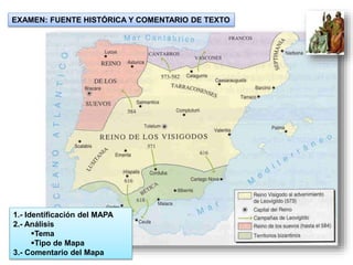 EXAMEN: FUENTE HISTÓRICA Y COMENTARIO DE TEXTO 
1.- Identificación del MAPA 
2.- Análisis 
Tema 
Tipo de Mapa 
3.- Comentario del Mapa 
 