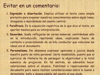 Comentario de textos históricos | PPT