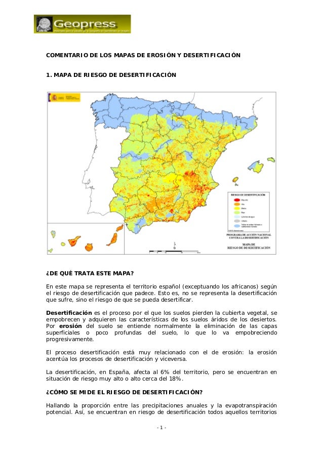 Erosión Y Desertificación En España