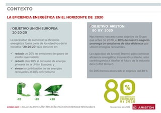 Instalación de equipos atmosféricos en reposición 
Restricciones para coger al aire del ambiente (equipos atmosféricos) 
RITE «IT 1.2.4.1.2.1 Requisitos mínimos de rendimientos energéticos de los generadores de calor. “7. Queda prohibida la instalación de calderas individuales y calentadores a gas de hasta 70 kW de tipo B de acuerdo con las definiciones dadas en la norma UNE-CEN/TR 1749 IN, salvo si se sitúan en locales que cumplen los requisitos establecidos para las salas de máquinas. Esta prohibición no afecta a los aparatos tipo B3x.” 
•Prohibido instalar calderas o calentadores a gas atmosféricos excepto si cumplen con los requisitos de las salas de máquinas*. 
•La única forma de poder coger el aire del ambiente es con la instalación de calderas estancas a chimenea con configuración B3X. 
*Los requisitos de las salas exigen un aislamiento de la sala, superficie mínima, sistema de detección de fugas y de corte de gas que se debe instalar en el exterior de la sala de máquinas. Por lo tanto, resulta imposible instalar calderas atmosféricas < 70 kW en pisos individuales.” 
•Son calderas estancas que trabajan en tiro forzado (con ventilador) con descarga de humos en conducto de humos individual o colectivo integrado en el edificio y aspiración de aire del ambiente (todas nuestras calderas estancas están homologadas para B3X excepto la Egis Nox). 
•¡IMPORTANTE!: no puede haber calderas atmosféricas y estancas conectadas al mismo conducto de humo colectivo. 
www.ariston.com  