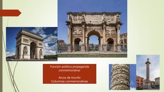 Función política propaganda
conmemorativa:
Arcos de triunfo
Columnas conmemorativas
 