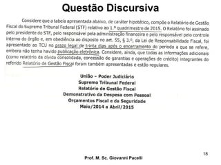 Questão Discursiva
Prof. M. Sc. Giovanni Pacelli
18
 
