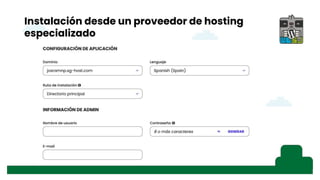 Instalación desde un proveedor de hosting
especializado
 