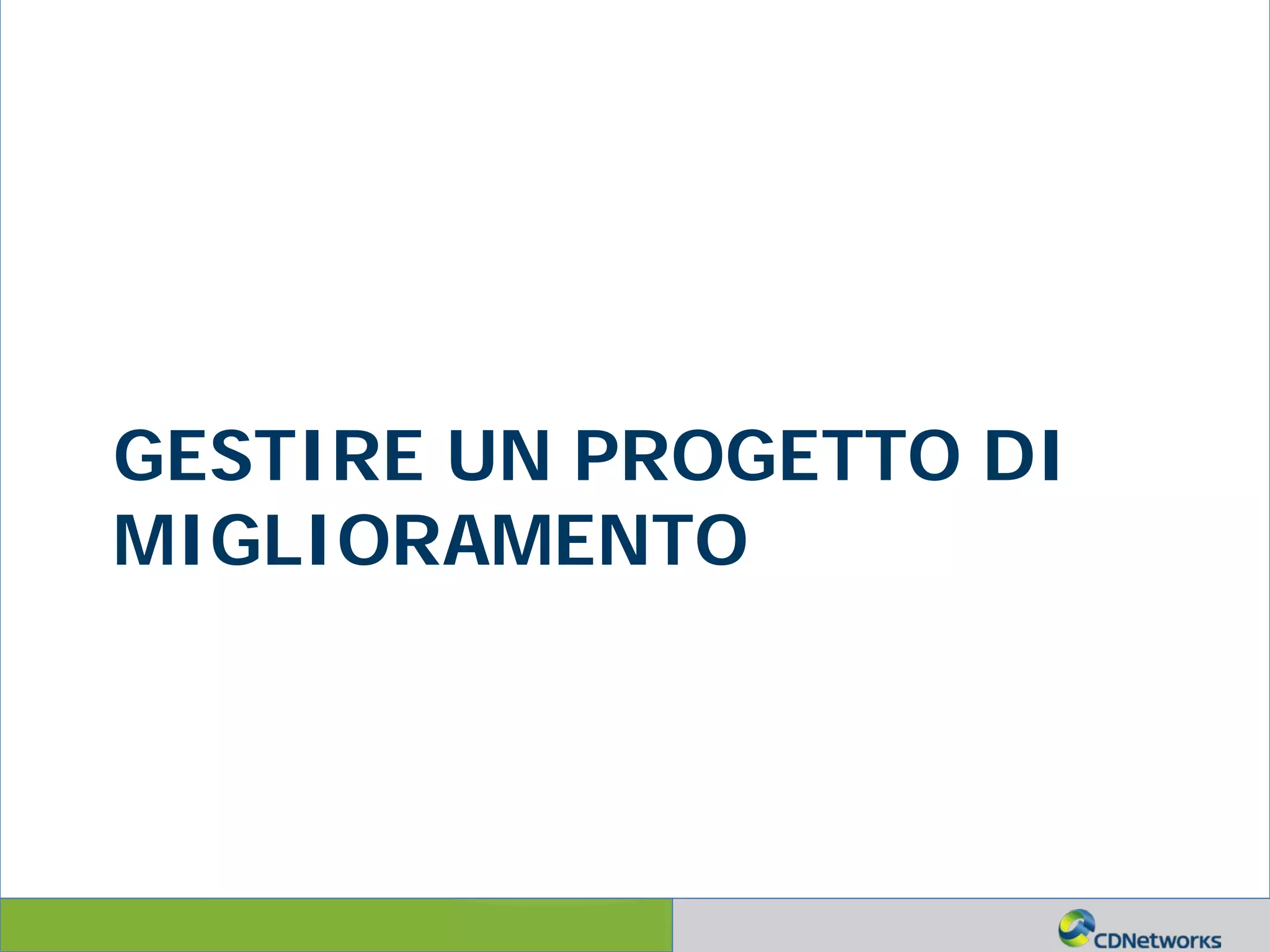 a
GESTIRE UN PROGETTO DI
MIGLIORAMENTO
 