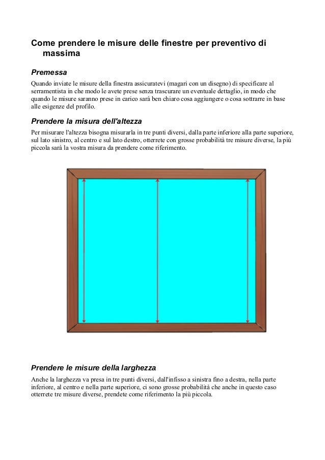Come prendere le misure finestre per preventivo di massima Preventivi finestre