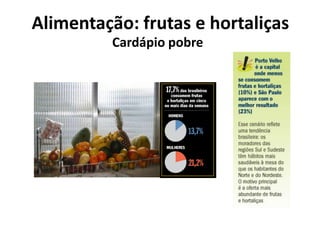 Alimentação: frutas e hortaliçasCardápio pobre