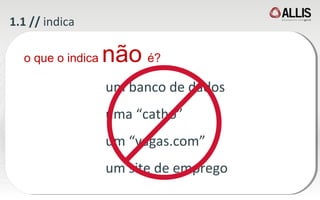 1.1 //  indica o que o indica  não   é? um banco de dados uma “catho” um “vagas.com” um site de emprego 