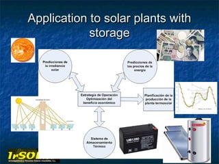 Application to solar plants with
            storage




       Solar resource consulting services and data provider
 