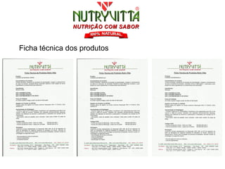 Ficha técnica dos produtos
 