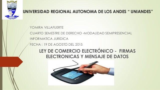 Comercio Electronico Mensajes De Datos Y Firmas Electronicas Yomira V