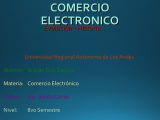 COMERCIOCOMERCIO
ELECTRONICOELECTRONICOEvolución - HistoriaEvolución - Historia
 