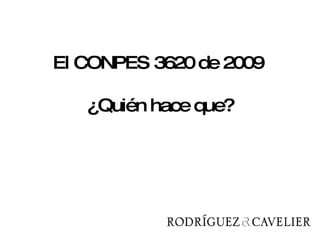 El CONPES 3620 de 2009  ¿Quién hace que? 