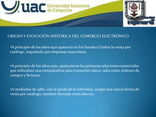 A principio de los años 1970, aparecieron las primeras relaciones comerciales que utilizaban una computadora para transmitir datos, tales como órdenes de compra y facturas.