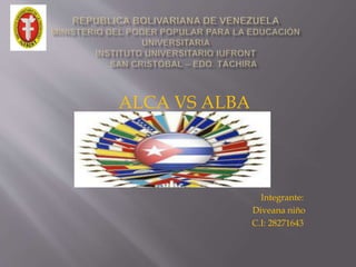 ALCA VS ALBA
Integrante:
Diveana niño
C.I: 28271643
 