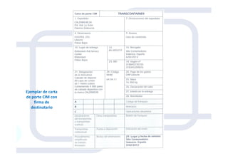 Ejemplar de carta
de porte CIM con
firma de
destinatario
 