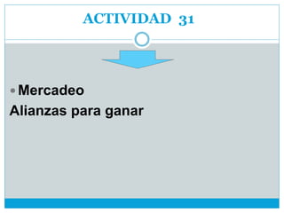  Mercadeo
Alianzas para ganar
ACTIVIDAD 31
 
