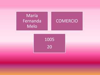 María
Fernanda
Melo

COMERCIO

1005

20

 