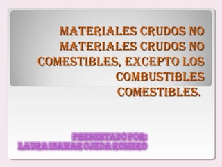 Materiales crudos no
   Materiales crudos no
coMestibles, excepto los
           coMbustibles
           coMestibles.
 