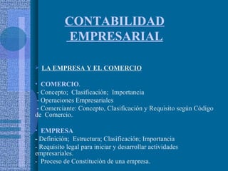 CONTABILIDAD  EMPRESARIAL ,[object Object],[object Object],[object Object],[object Object],[object Object],[object Object],[object Object],[object Object],[object Object]