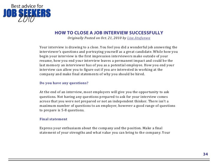 closing interview statement