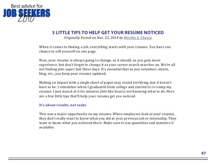 advice for finding a job