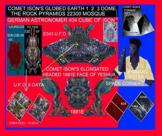 Comet ison's 1881  elongated headed face of yeshua globed earth 1 2 3  pyramid cube  u.f.o