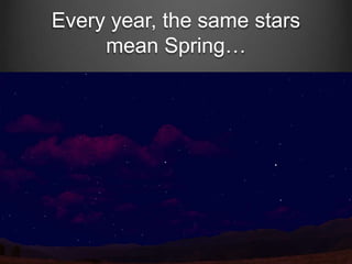 Every year, the same stars
mean Spring…

 