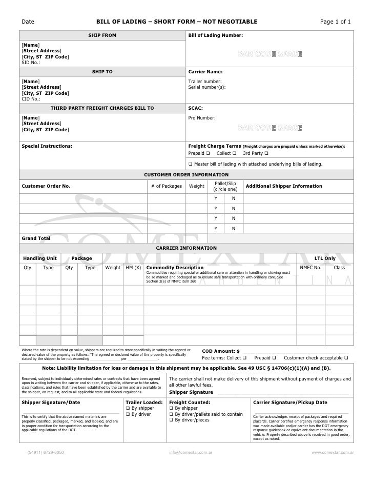 Bill of Lading