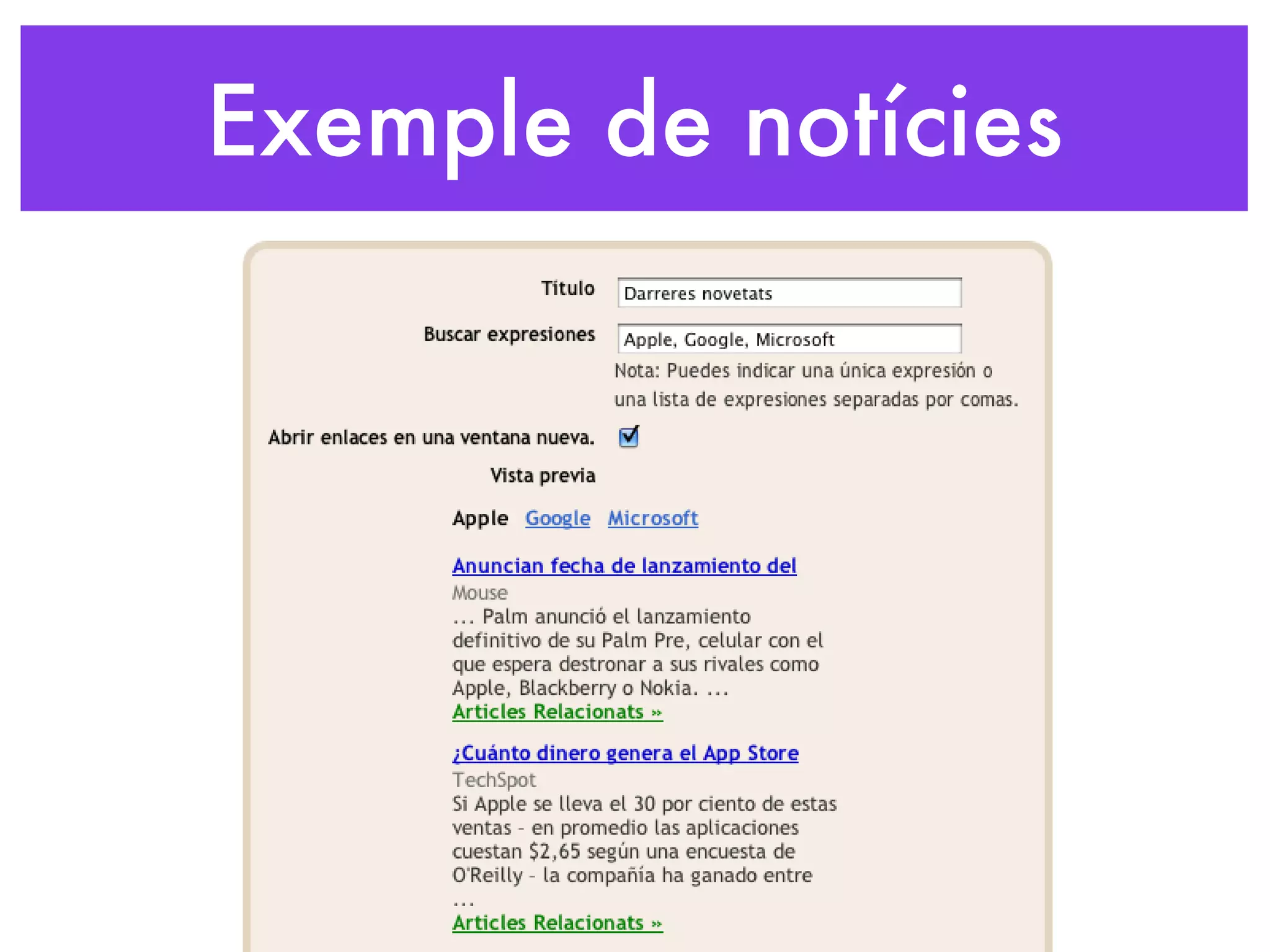 Exemple de notícies 