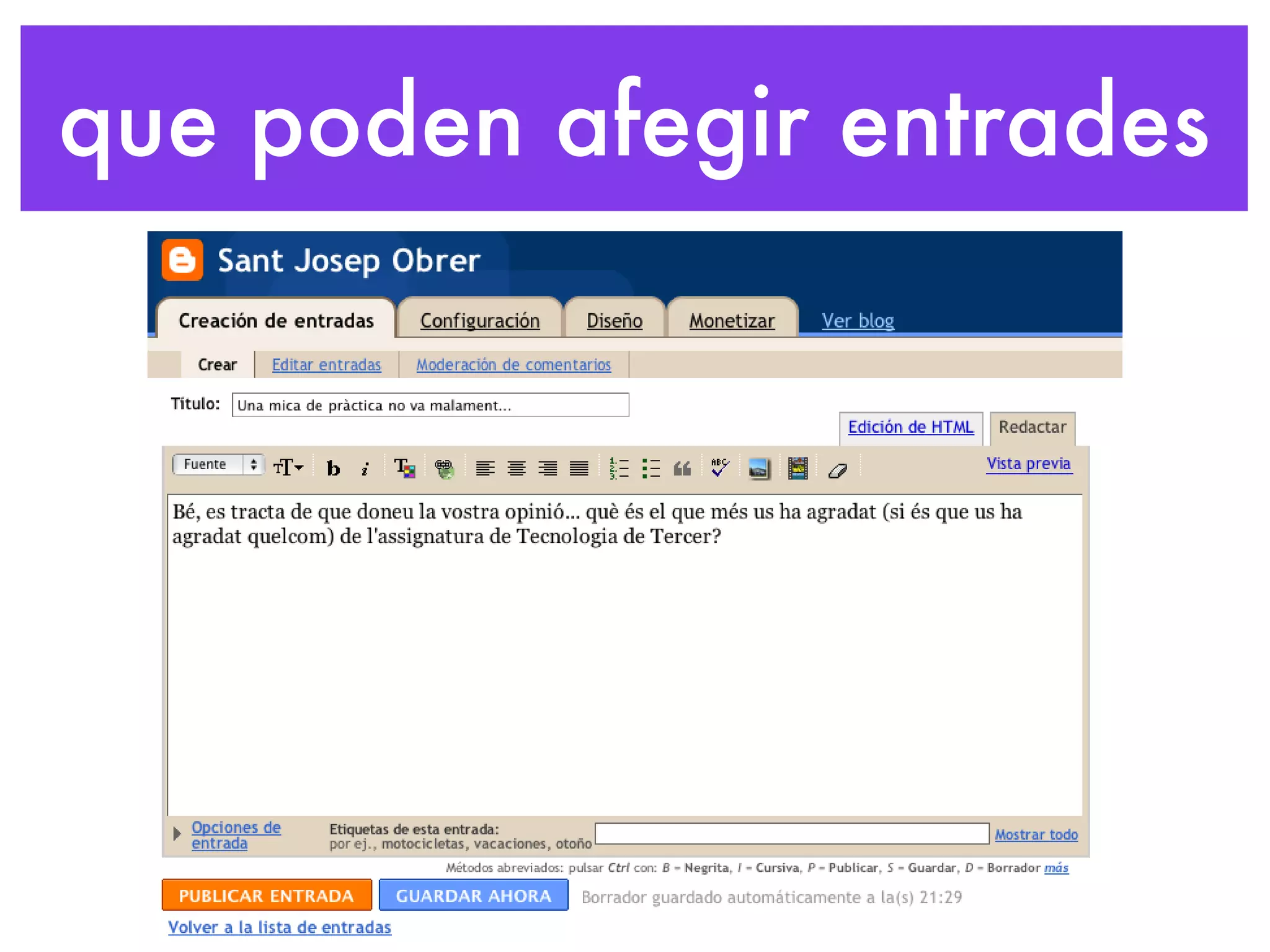 que poden afegir entrades 
