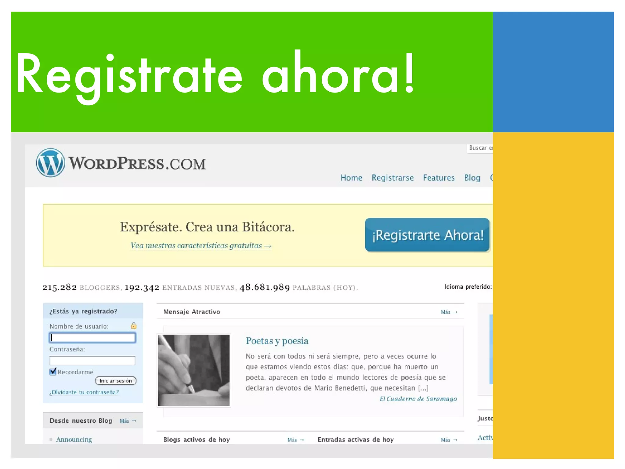 Registrate ahora! 
