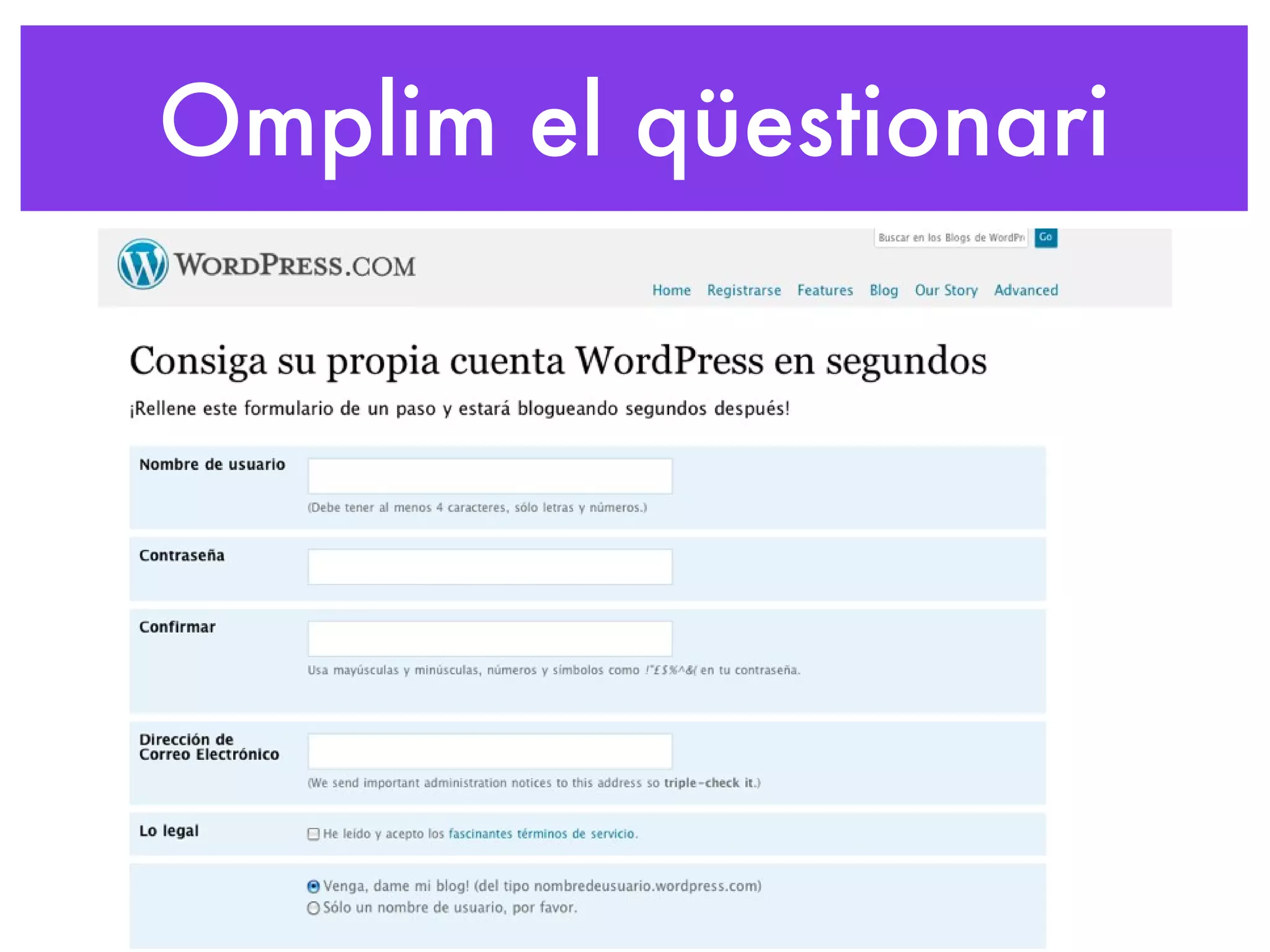 Omplim el qüestionari 