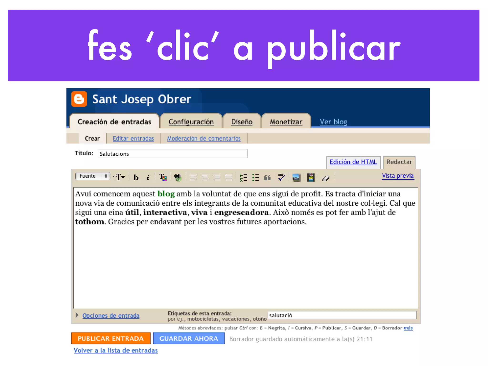 fes ‘clic’ a publicar 