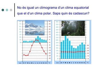No és igual un climograma d’un clima equatorial
que el d’un clima polar. Saps quin és cadascun?
 