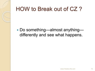 HOW to Break out of CZ ?
 Do something—almost anything—
differently and see what happens.
10www.Visista-Life.com
 