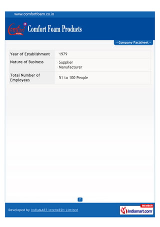 - Company Factsheet -


Year of Establishment   1979

Nature of Business      Supplier
                        Manufacturer

Total Number of
                        51 to 100 People
Employees
 