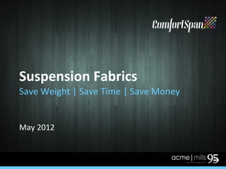 Suspension Fabrics
Save Weight | Save Time | Save Money


May 2012
 